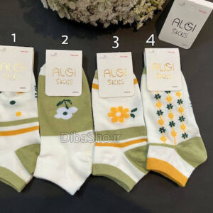 جوراب مچی زنانه تم سبز گل