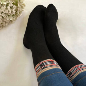 جوراب زنانه ساقدار مشکی کش Burberry