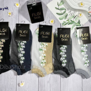جوراب مچی زنانه شیشه ای مدل گل بابونه
