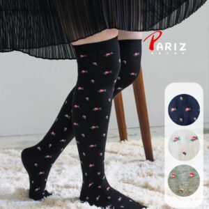 جوراب زنانه بالا زانو گل رز