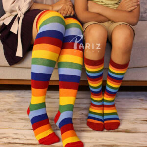 جوراب زنانه بالا زانو رنگین کمان