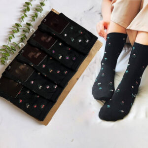 جوراب زنانه ساقدار مشکی گلرو