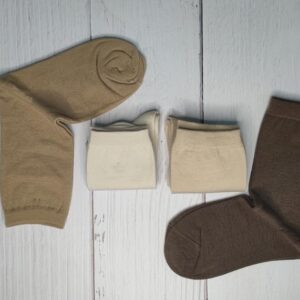 جوراب زنانه ساقدار ساده تم کرمی