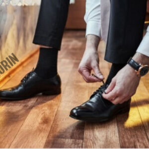 جوراب مردانه ساقدار نخ خارجی مشکی LEAF